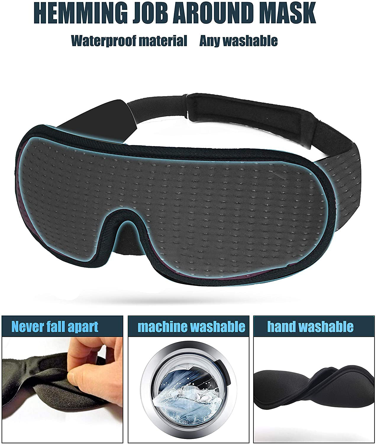 3D Sleep Mask for Men & Women โ Ultra-Soft, Light-Blocking Eye Mask with Adjustable Strap | Contoured Memory Foam for Deep Restful Sleep โ 68CM, Travel-Friendly