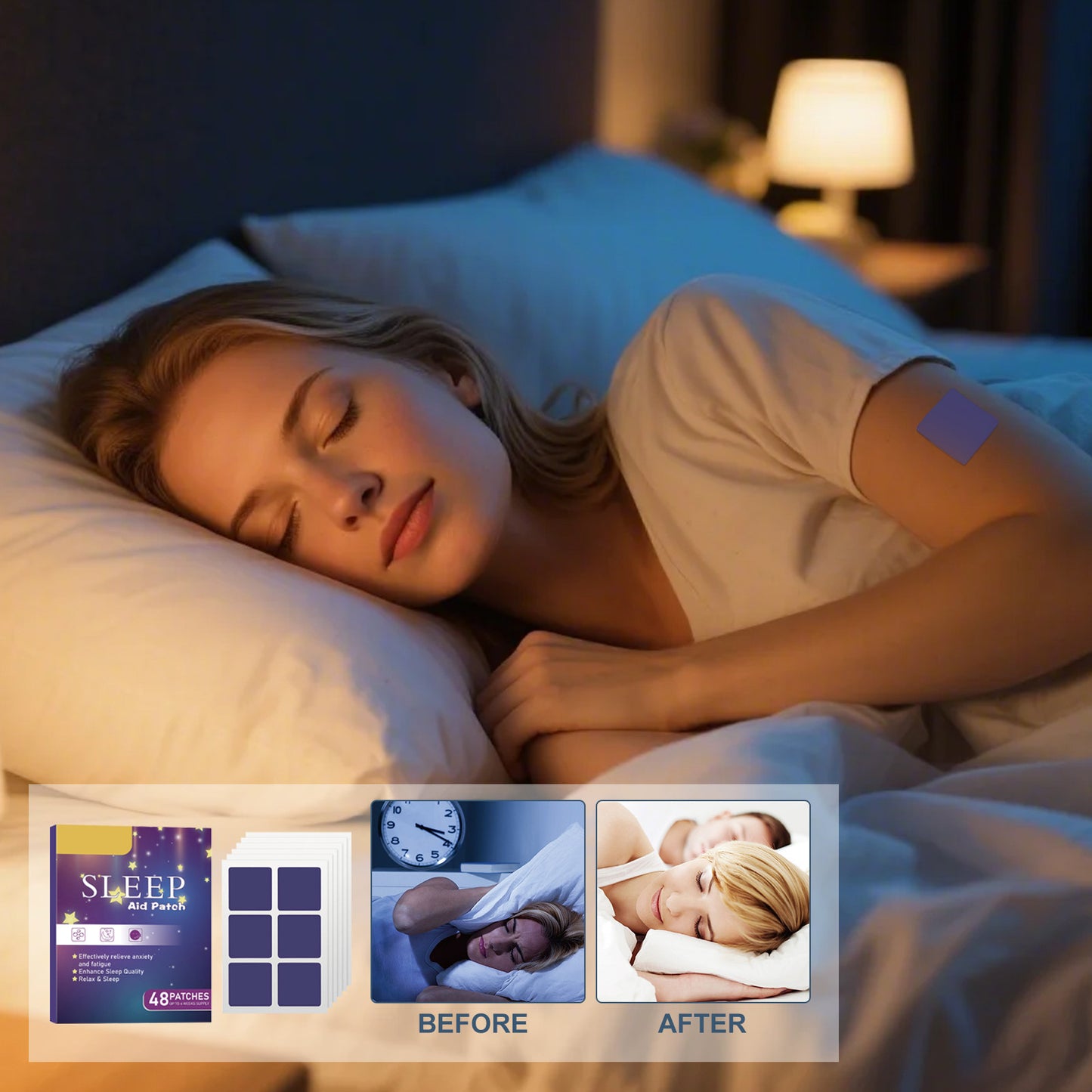 Sleep Aid Patches – Natural Sleep Support for Insomnia, Anxiety & Jet Lag | 48 Herbal Patches for Restful Sleep