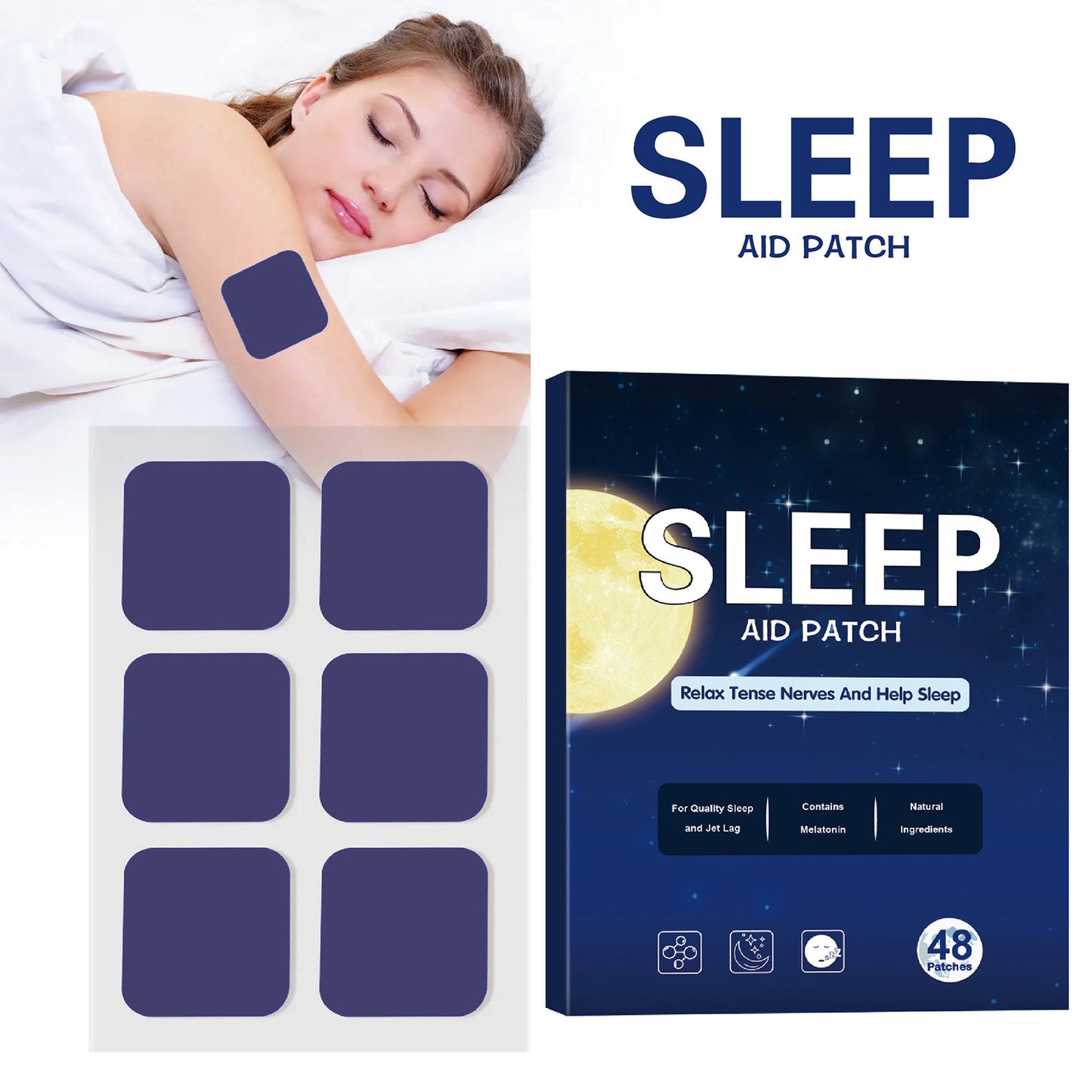 Sleep Aid Patches – Natural Sleep Support for Insomnia, Anxiety & Jet Lag | 48 Herbal Patches for Restful Sleep