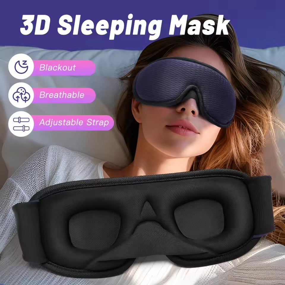3D Sleep Mask for Men & Women โ Ultra-Soft, Light-Blocking Eye Mask with Adjustable Strap | Contoured Memory Foam for Deep Restful Sleep โ 68CM, Travel-Friendly